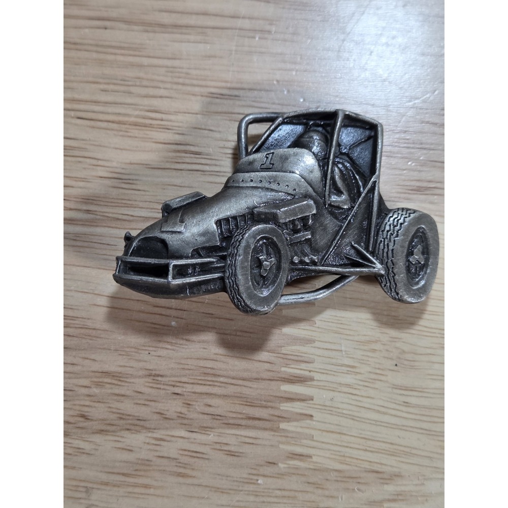 Vintage 1980 Indiana Metal Craft Sprint Car Racing Belt Buckle C24 Pewter Mens